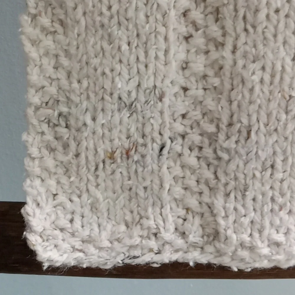 Hand Crafted Hand Knit Oatmeal Textured Stripe Cotton Blend Hand Towel